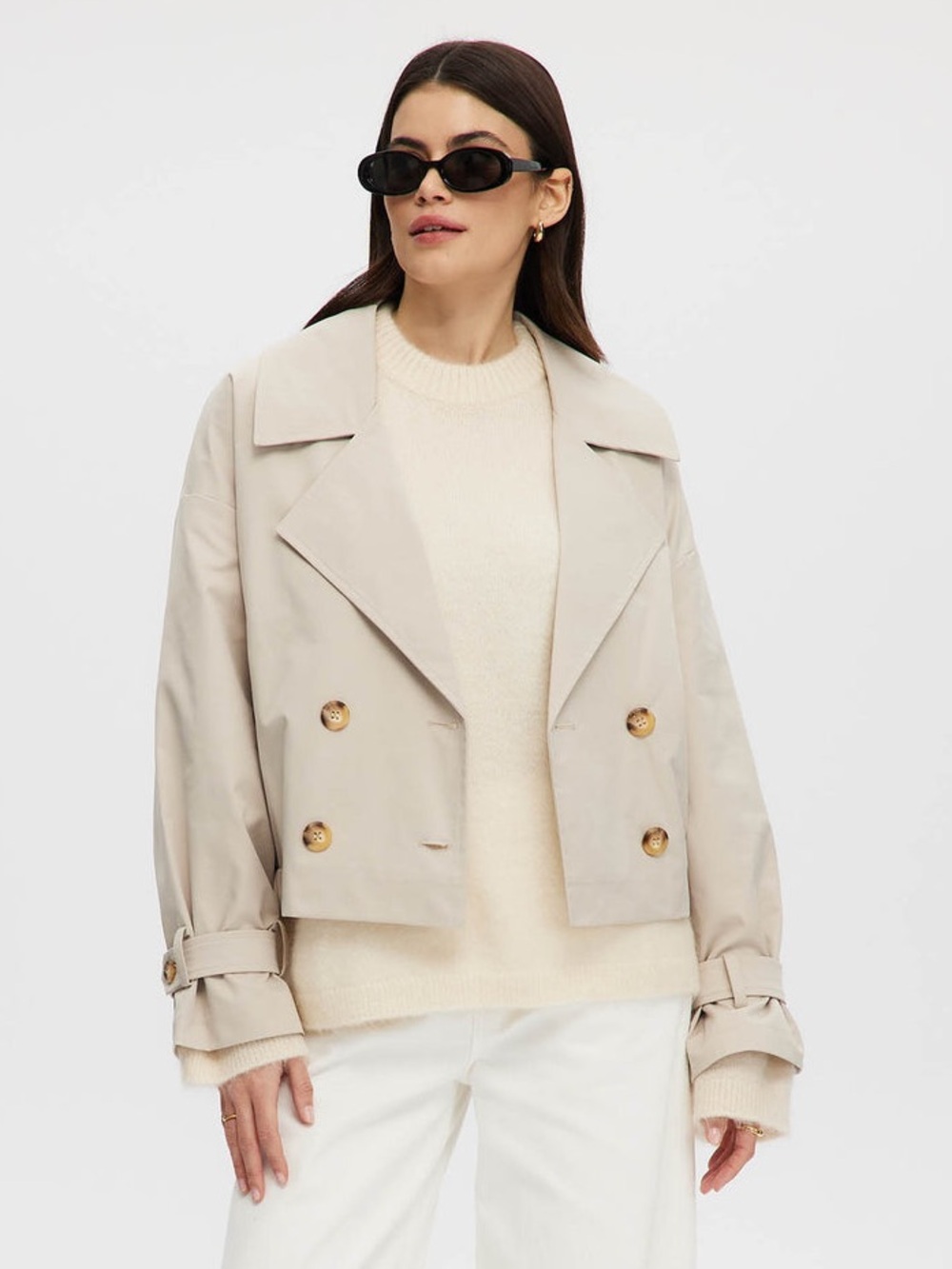Noize Anji Short Length Trenchcoat in Sand Sz S MSRP $200 NWT
